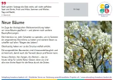 Die fünfte der Lebensraumtafeln zum Thema neue Bäume